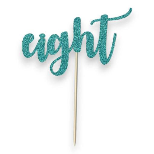 Picture of EIGHT CAKE TOPPER TURQUOISE GLITTER